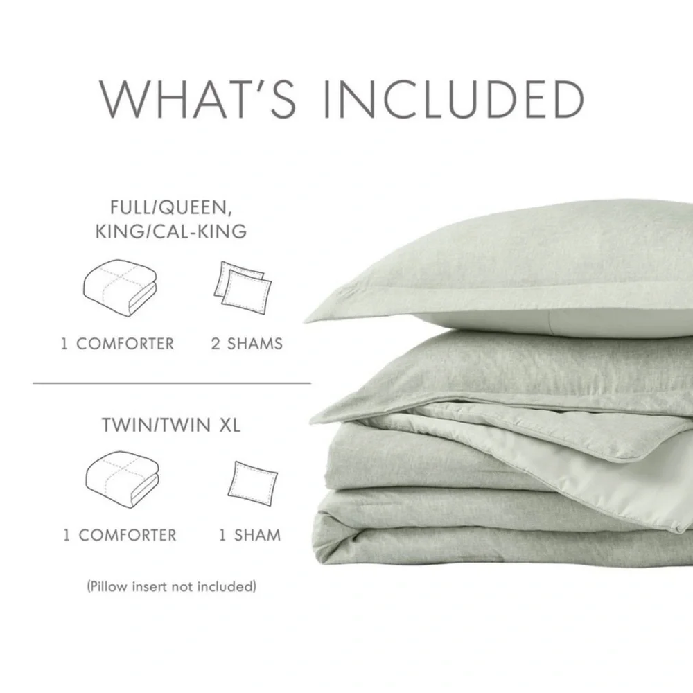 New OEKO-TEX Certified Twin/Twin Extra Long Camden Comforter Set Sage Green